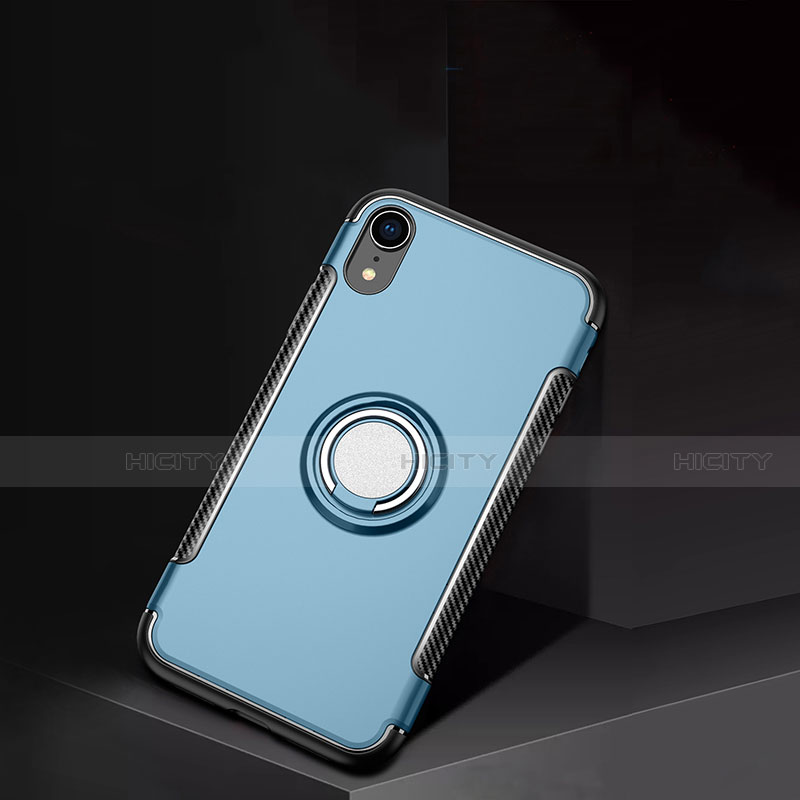 Custodia Silicone e Plastica Opaca Cover con Anello Supporto S01 per Apple iPhone XR