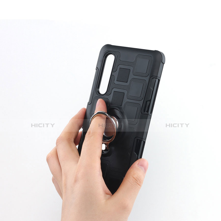 Custodia Silicone e Plastica Opaca Cover con Anello Supporto S01 per Huawei P30