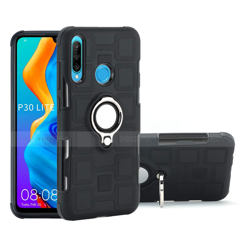 Custodia Silicone e Plastica Opaca Cover con Magnetico Anello Supporto A01 per Huawei Nova 4e