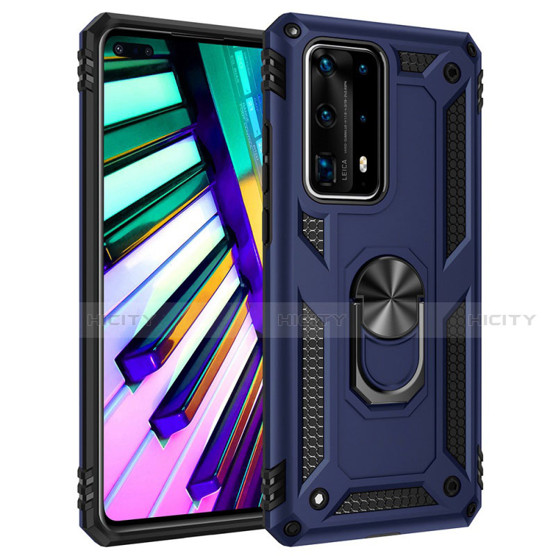 Custodia Silicone e Plastica Opaca Cover con Magnetico Anello Supporto C01 per Huawei P40 Pro+ Plus