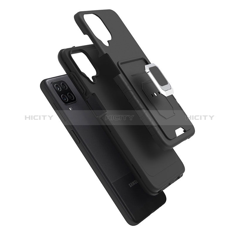 Custodia Silicone e Plastica Opaca Cover con Magnetico Anello Supporto J01S per Samsung Galaxy A12 5G