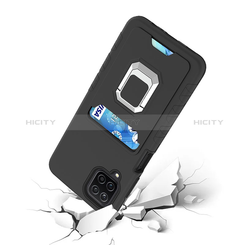 Custodia Silicone e Plastica Opaca Cover con Magnetico Anello Supporto J01S per Samsung Galaxy A12