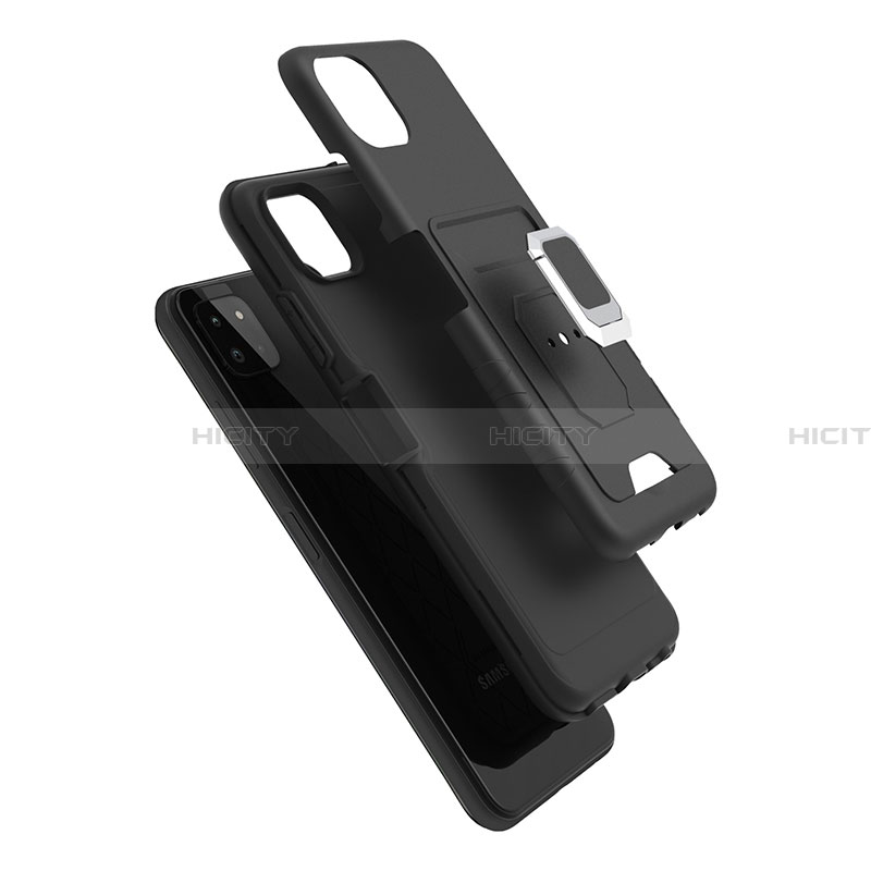 Custodia Silicone e Plastica Opaca Cover con Magnetico Anello Supporto J01S per Samsung Galaxy A22 5G
