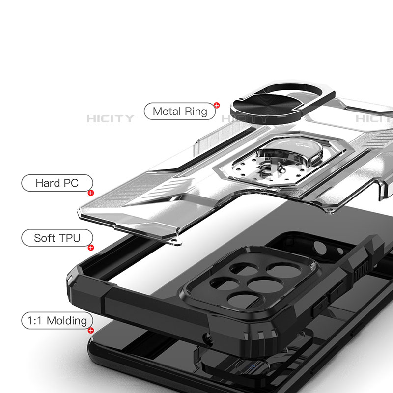 Custodia Silicone e Plastica Opaca Cover con Magnetico Anello Supporto J01S per Samsung Galaxy A52 5G