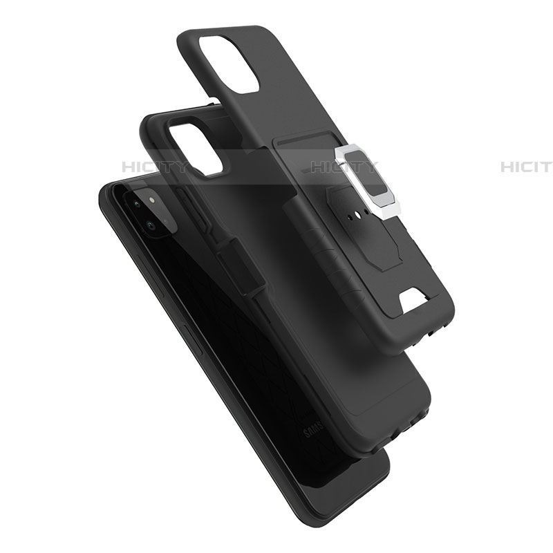 Custodia Silicone e Plastica Opaca Cover con Magnetico Anello Supporto J01S per Samsung Galaxy F42 5G