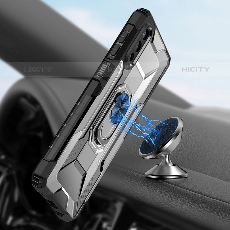 Custodia Silicone e Plastica Opaca Cover con Magnetico Anello Supporto J01S per Samsung Galaxy M02