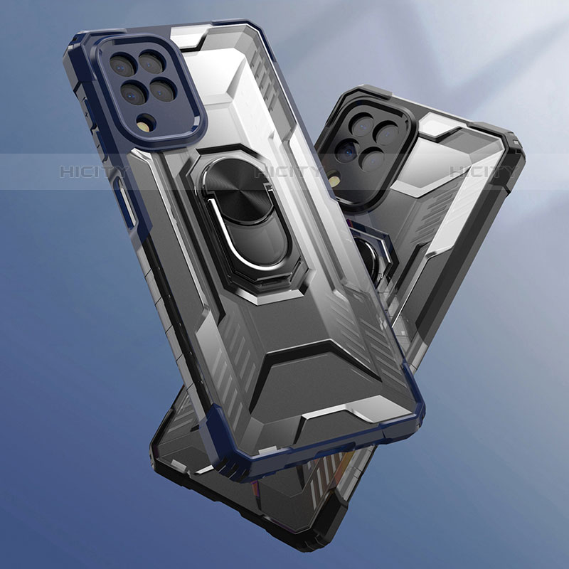 Custodia Silicone e Plastica Opaca Cover con Magnetico Anello Supporto J01S per Samsung Galaxy M22 4G