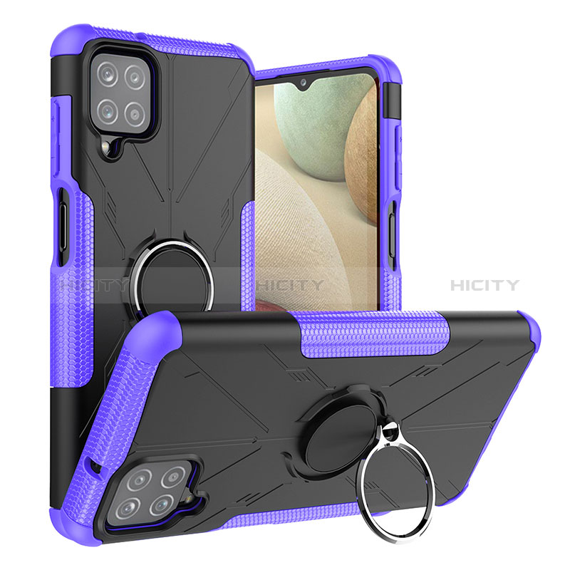 Custodia Silicone e Plastica Opaca Cover con Magnetico Anello Supporto J01X per Samsung Galaxy A12 Nacho
