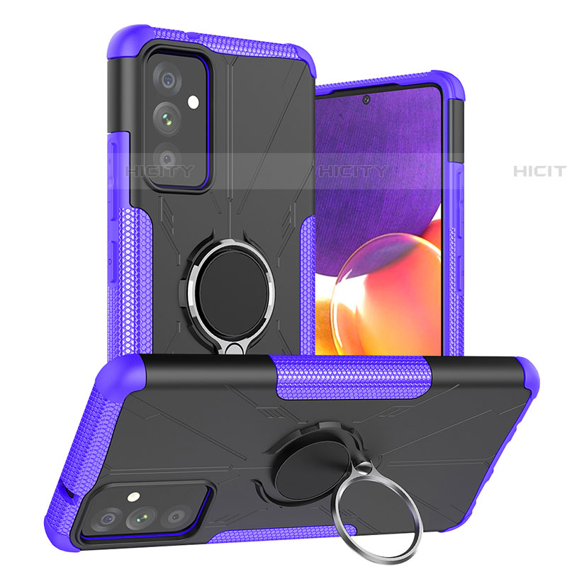 Custodia Silicone e Plastica Opaca Cover con Magnetico Anello Supporto J01X per Samsung Galaxy A25 5G Viola