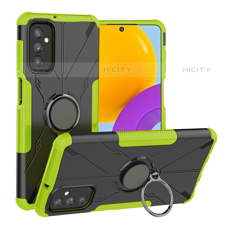 Custodia Silicone e Plastica Opaca Cover con Magnetico Anello Supporto J01X per Samsung Galaxy M52 5G Verde