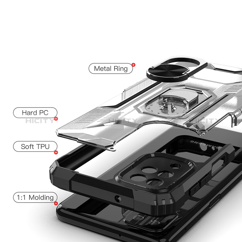 Custodia Silicone e Plastica Opaca Cover con Magnetico Anello Supporto J02S per Samsung Galaxy A12