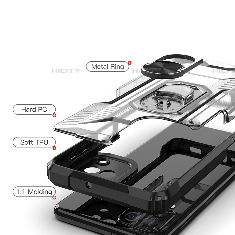 Custodia Silicone e Plastica Opaca Cover con Magnetico Anello Supporto J02S per Samsung Galaxy F22 4G