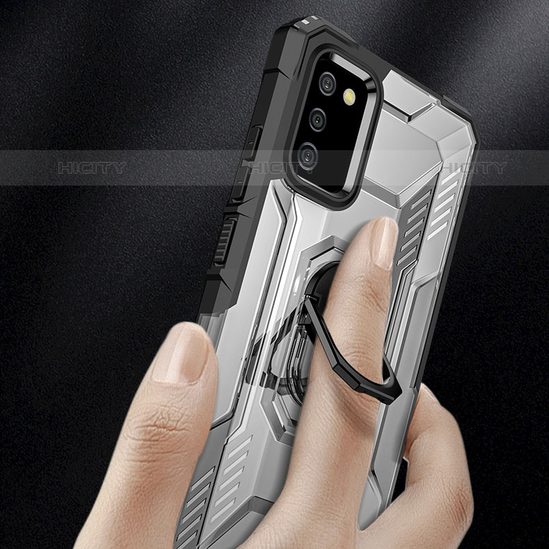Custodia Silicone e Plastica Opaca Cover con Magnetico Anello Supporto J02S per Samsung Galaxy M02s