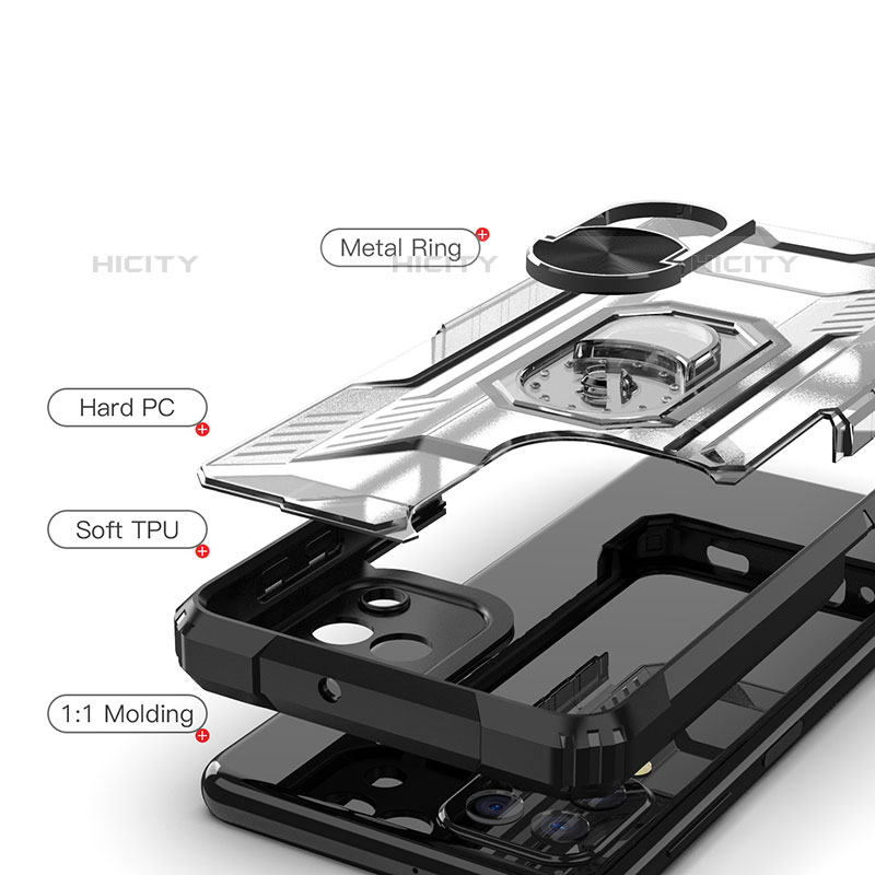 Custodia Silicone e Plastica Opaca Cover con Magnetico Anello Supporto J02S per Samsung Galaxy M32 4G