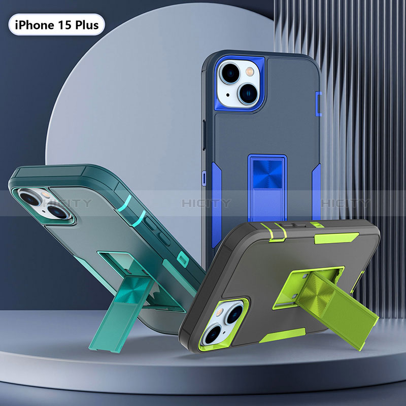 Custodia Silicone e Plastica Opaca Cover con Magnetico Anello Supporto J03S per Apple iPhone 15