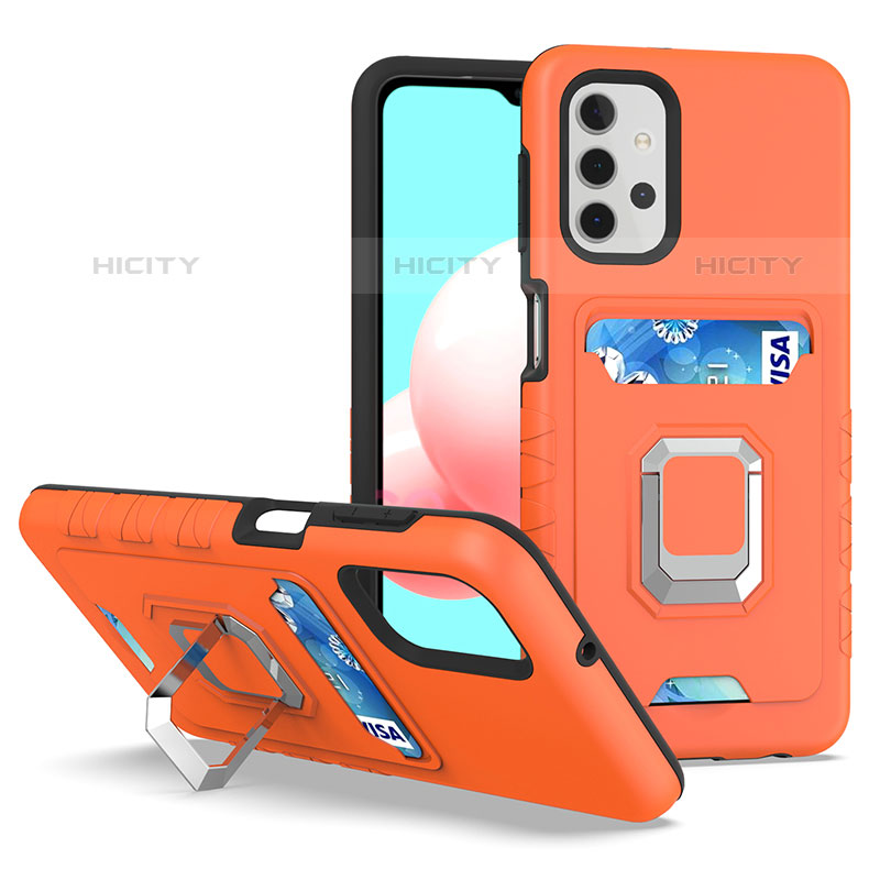 Custodia Silicone e Plastica Opaca Cover con Magnetico Anello Supporto J03S per Samsung Galaxy M32 5G