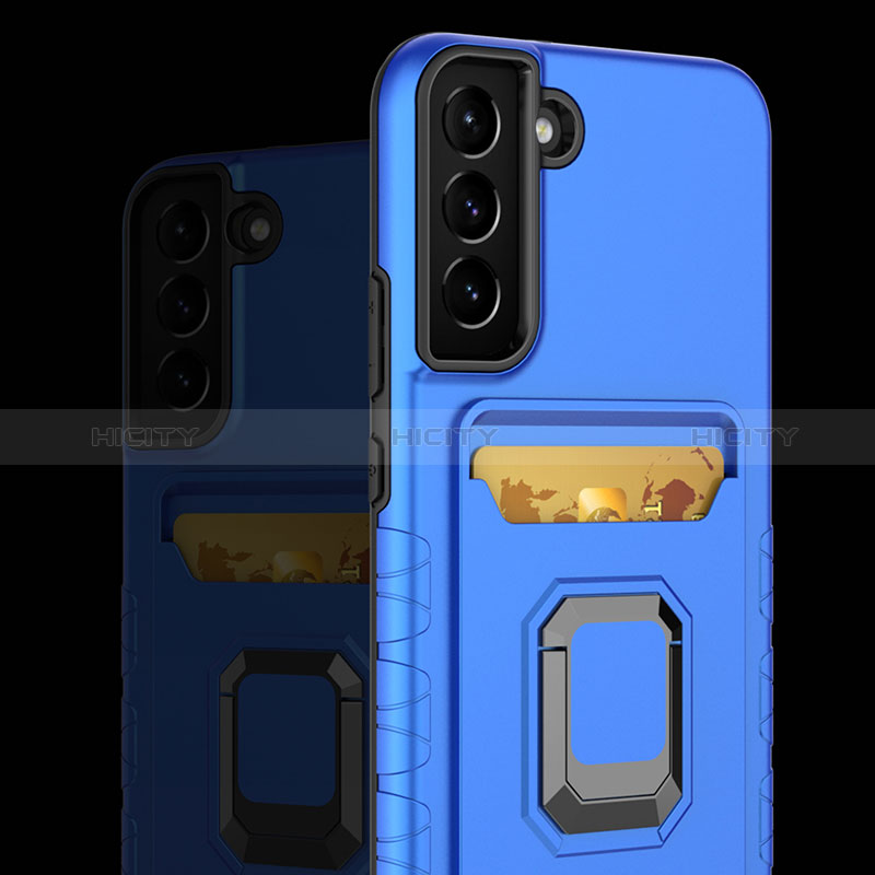 Custodia Silicone e Plastica Opaca Cover con Magnetico Anello Supporto J03S per Samsung Galaxy S22 5G