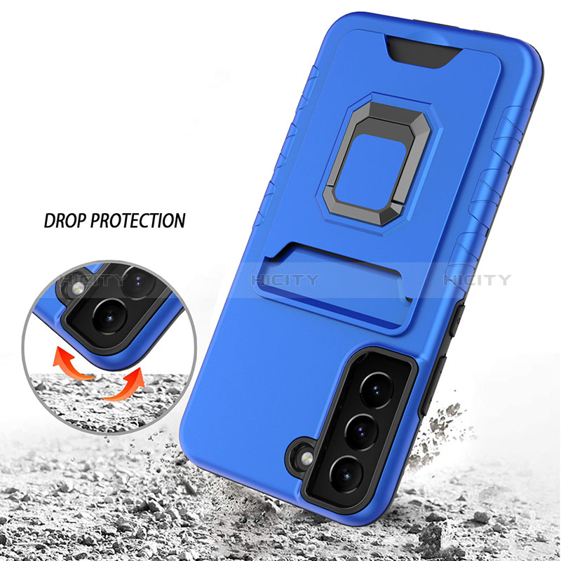 Custodia Silicone e Plastica Opaca Cover con Magnetico Anello Supporto J03S per Samsung Galaxy S22 Plus 5G