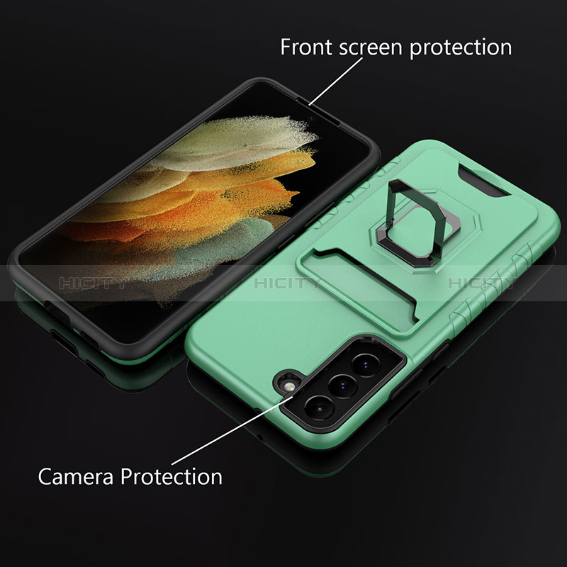 Custodia Silicone e Plastica Opaca Cover con Magnetico Anello Supporto J03S per Samsung Galaxy S22 Plus 5G