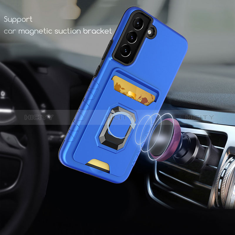 Custodia Silicone e Plastica Opaca Cover con Magnetico Anello Supporto J03S per Samsung Galaxy S23 5G