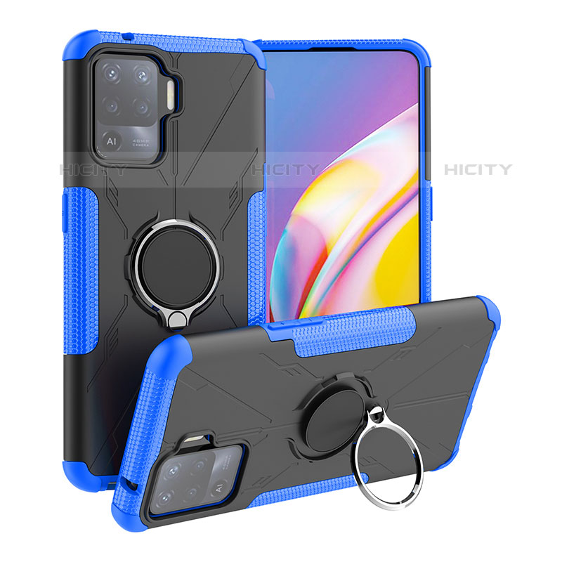 Custodia Silicone e Plastica Opaca Cover con Magnetico Anello Supporto JX1 per Oppo F19 Pro