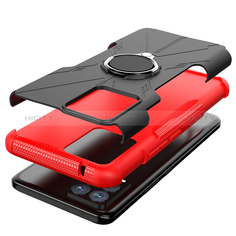 Custodia Silicone e Plastica Opaca Cover con Magnetico Anello Supporto JX1 per Realme 8 Pro