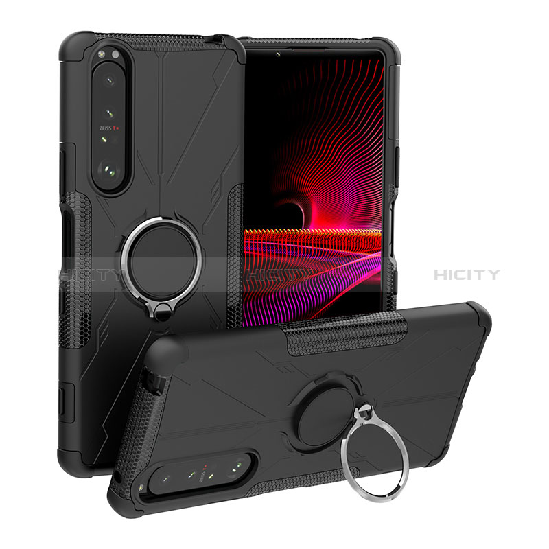 Custodia Silicone e Plastica Opaca Cover con Magnetico Anello Supporto JX1 per Sony Xperia 1 III