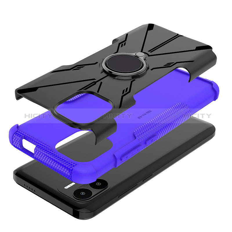Custodia Silicone e Plastica Opaca Cover con Magnetico Anello Supporto JX1 per Xiaomi Poco C51