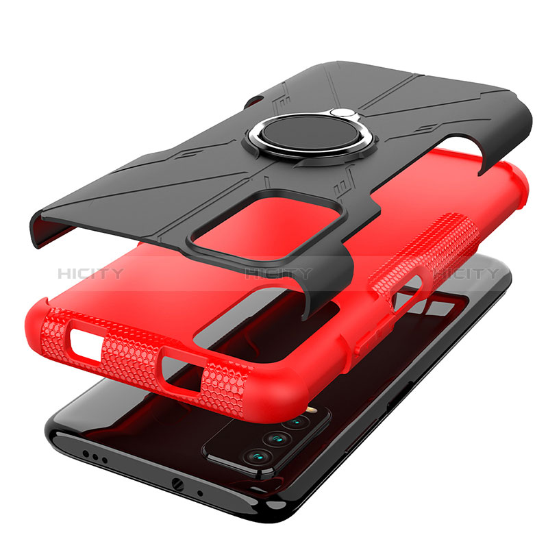 Custodia Silicone e Plastica Opaca Cover con Magnetico Anello Supporto JX1 per Xiaomi Redmi 9T 4G