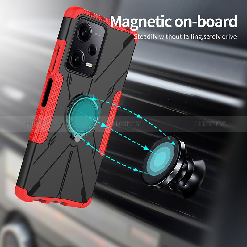 Custodia Silicone e Plastica Opaca Cover con Magnetico Anello Supporto JX1 per Xiaomi Redmi Note 12 Pro 5G