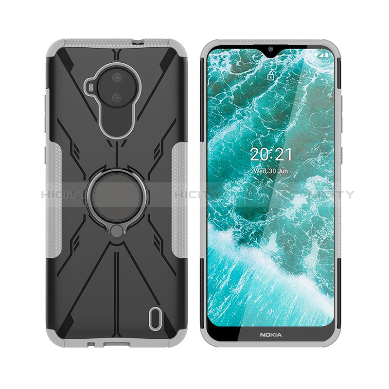 Custodia Silicone e Plastica Opaca Cover con Magnetico Anello Supporto JX2 per Nokia C30