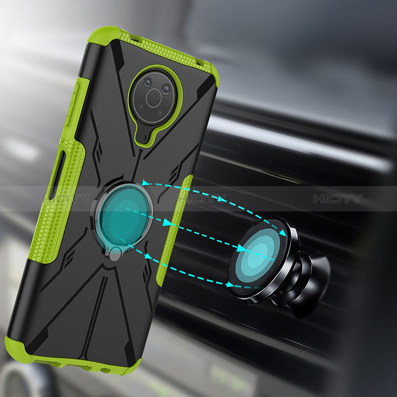 Custodia Silicone e Plastica Opaca Cover con Magnetico Anello Supporto JX2 per Nokia G10