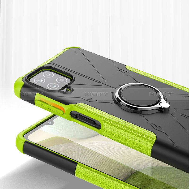 Custodia Silicone e Plastica Opaca Cover con Magnetico Anello Supporto JX2 per Samsung Galaxy F12