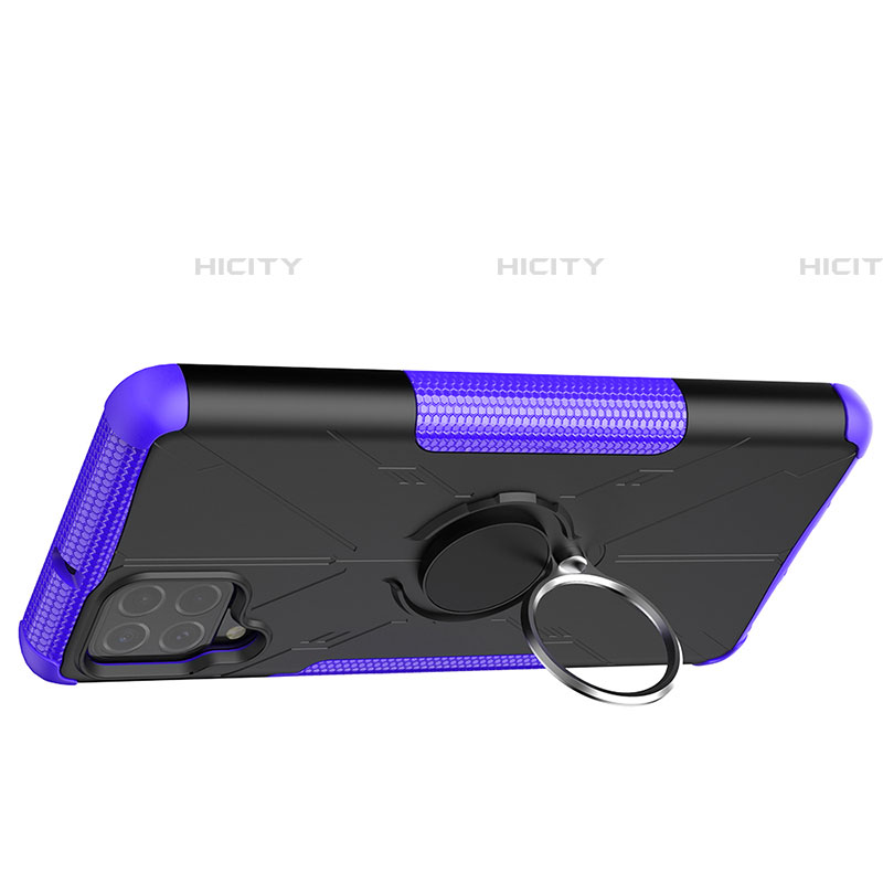 Custodia Silicone e Plastica Opaca Cover con Magnetico Anello Supporto JX2 per Samsung Galaxy F62 5G Viola