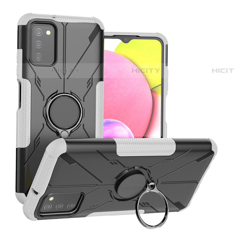 Custodia Silicone e Plastica Opaca Cover con Magnetico Anello Supporto JX3 per Samsung Galaxy A03s