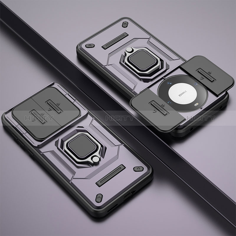 Custodia Silicone e Plastica Opaca Cover con Magnetico Anello Supporto K1C per Huawei Mate 60
