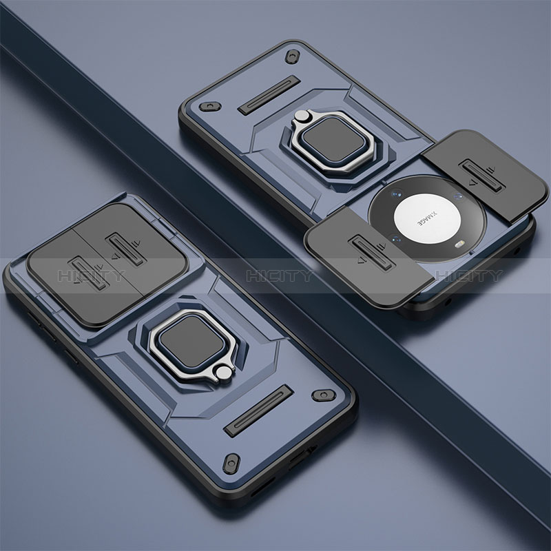 Custodia Silicone e Plastica Opaca Cover con Magnetico Anello Supporto K1C per Huawei Mate 60 Pro