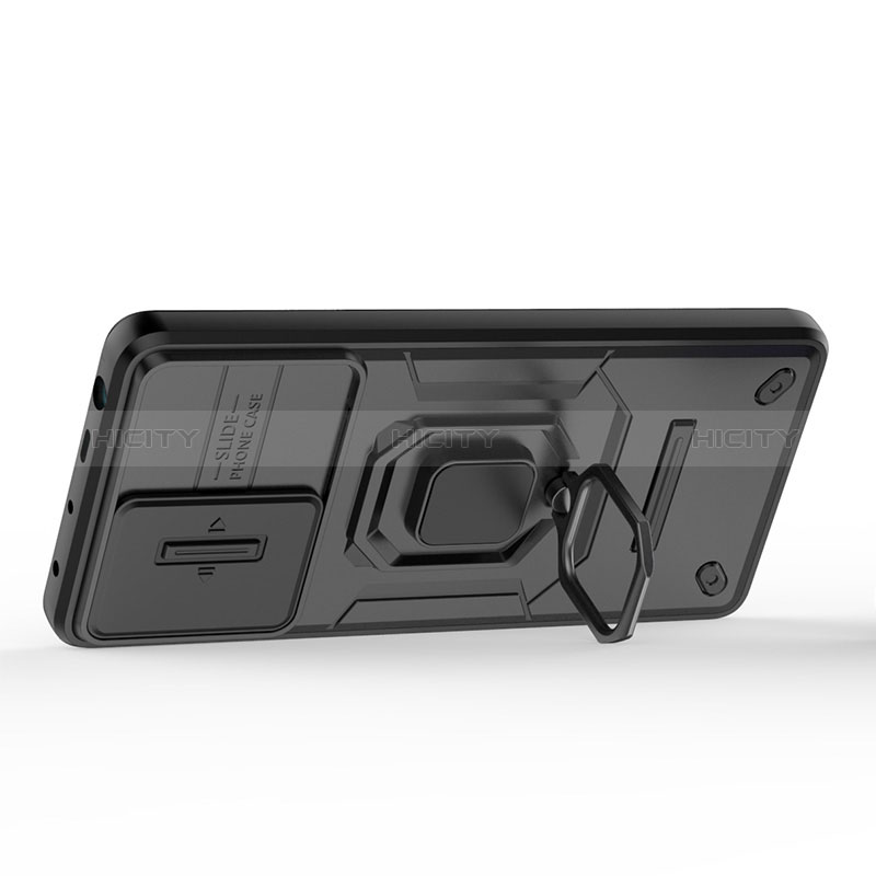 Custodia Silicone e Plastica Opaca Cover con Magnetico Anello Supporto K1C per Xiaomi Poco F5 5G