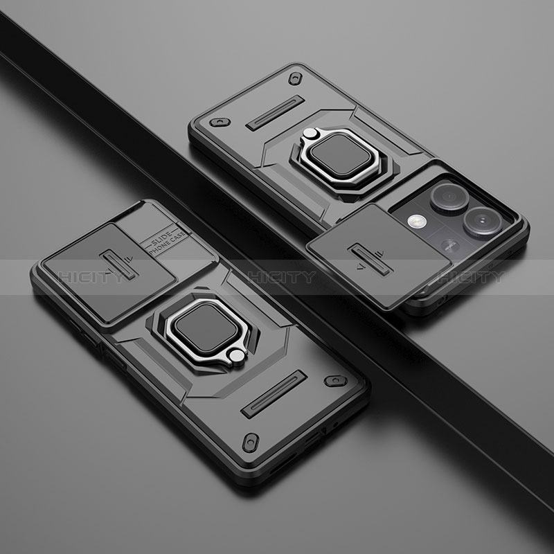 Custodia Silicone e Plastica Opaca Cover con Magnetico Anello Supporto K1C per Xiaomi Redmi Note 13 5G