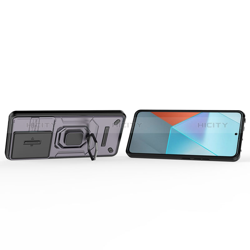 Custodia Silicone e Plastica Opaca Cover con Magnetico Anello Supporto K1C per Xiaomi Redmi Note 13 Pro 5G