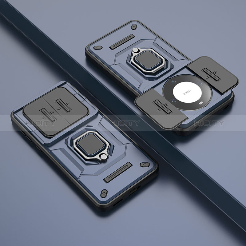 Custodia Silicone e Plastica Opaca Cover con Magnetico Anello Supporto K2C per Huawei Mate 60 Pro+ Plus