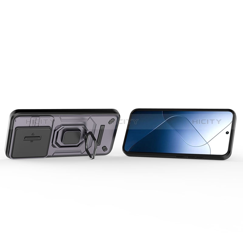 Custodia Silicone e Plastica Opaca Cover con Magnetico Anello Supporto K2C per Xiaomi Mi 14 5G