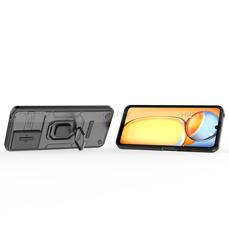 Custodia Silicone e Plastica Opaca Cover con Magnetico Anello Supporto K2C per Xiaomi Redmi 13C