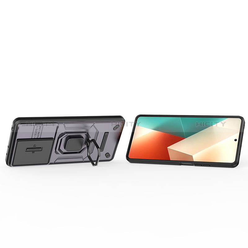 Custodia Silicone e Plastica Opaca Cover con Magnetico Anello Supporto K2C per Xiaomi Redmi Note 13 5G