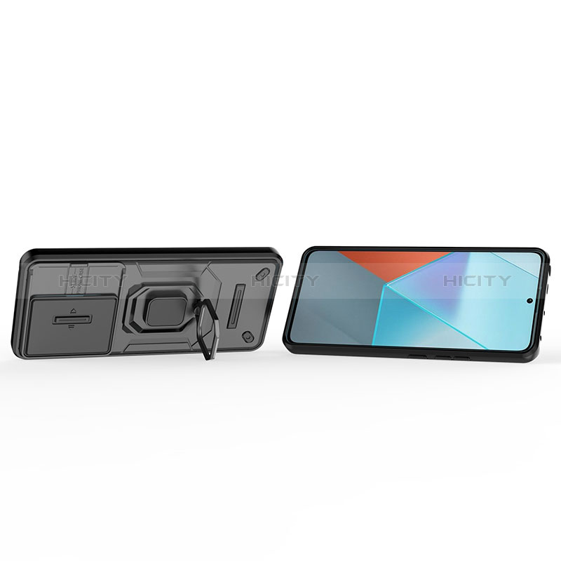 Custodia Silicone e Plastica Opaca Cover con Magnetico Anello Supporto K2C per Xiaomi Redmi Note 13 Pro 5G