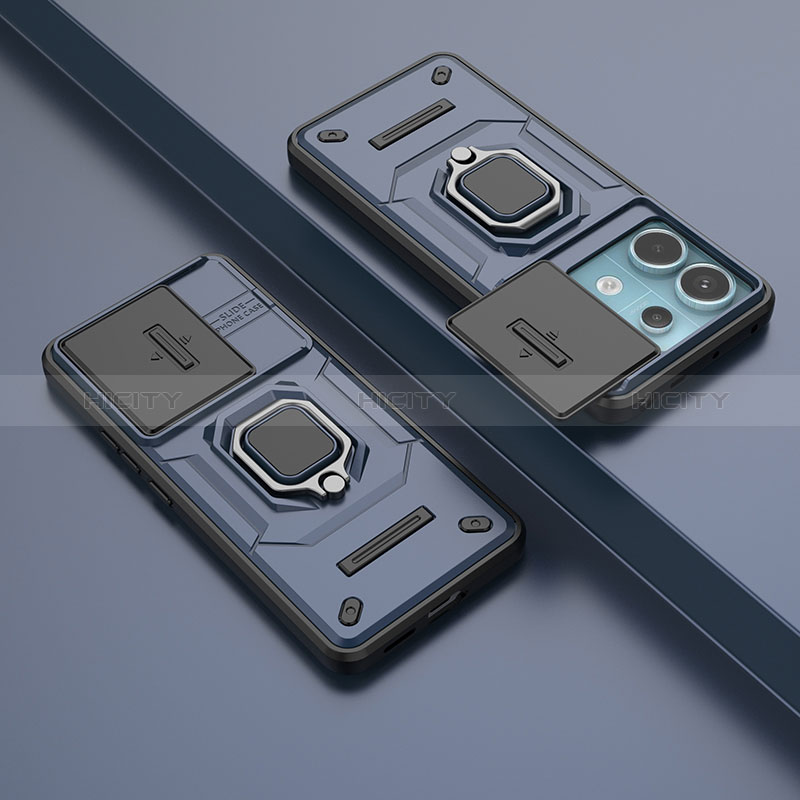 Custodia Silicone e Plastica Opaca Cover con Magnetico Anello Supporto K2C per Xiaomi Redmi Note 13 Pro 5G