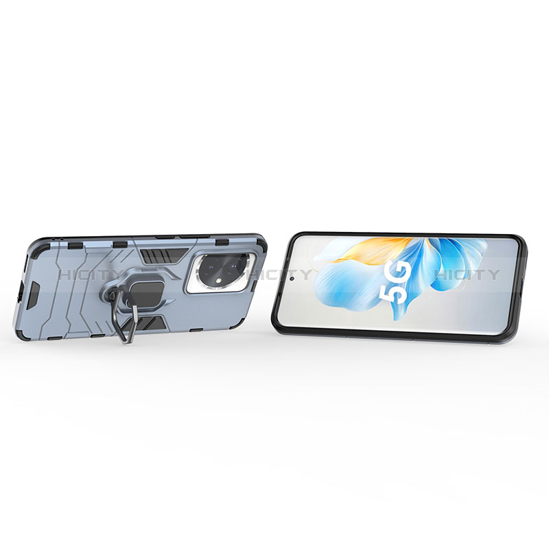 Custodia Silicone e Plastica Opaca Cover con Magnetico Anello Supporto KC1 per Huawei Honor 100 5G