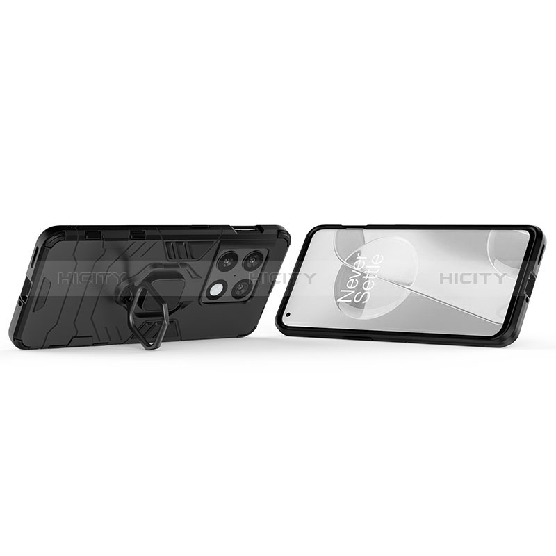 Custodia Silicone e Plastica Opaca Cover con Magnetico Anello Supporto KC1 per OnePlus 10 Pro 5G