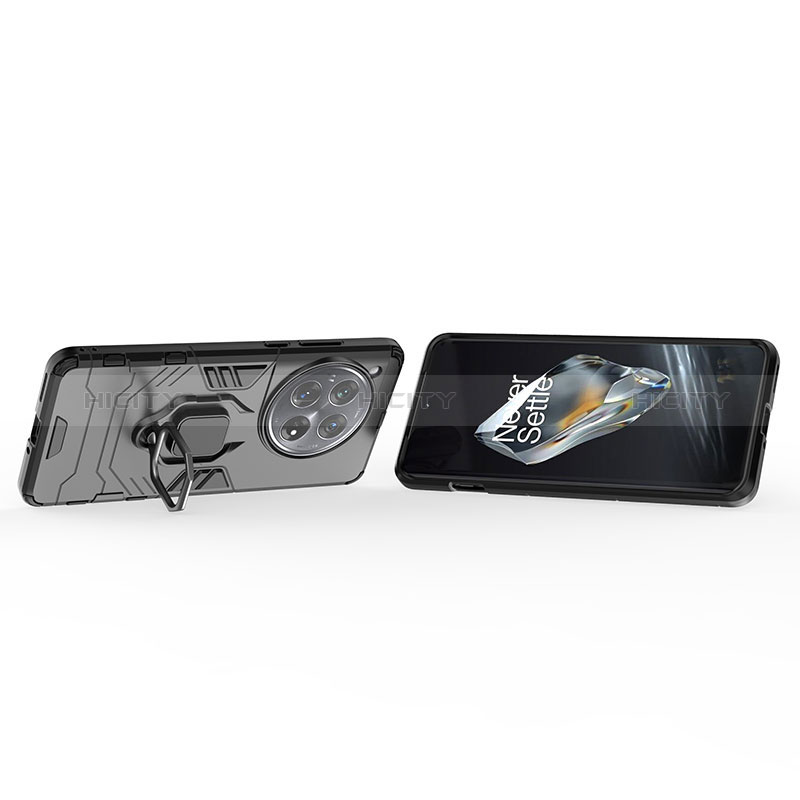 Custodia Silicone e Plastica Opaca Cover con Magnetico Anello Supporto KC1 per OnePlus 12R 5G