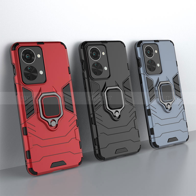 Custodia Silicone e Plastica Opaca Cover con Magnetico Anello Supporto KC1 per OnePlus Nord 2T 5G